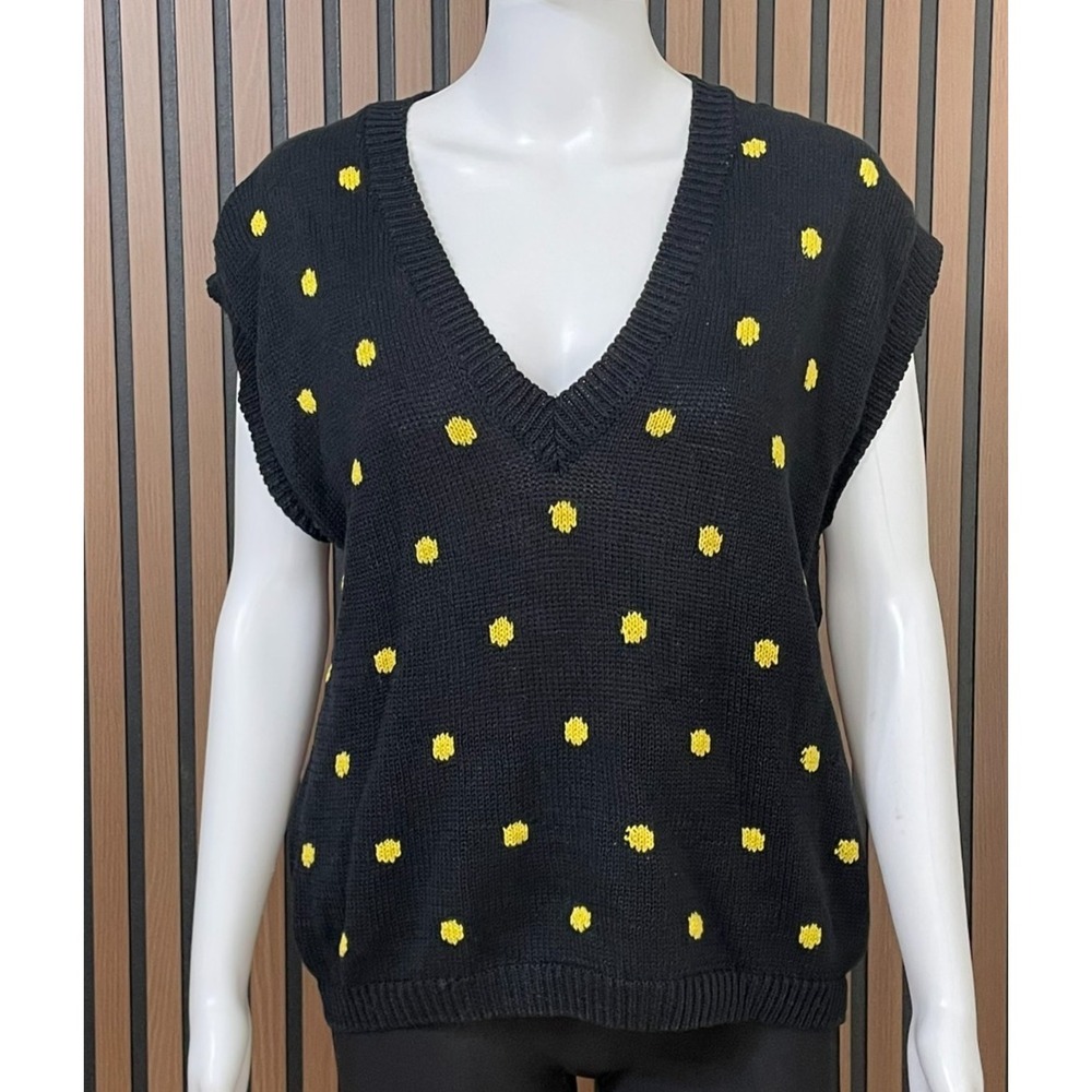 Summit Sportswear Women's M‎ Black Sweater Ramie Vest Knitted Academia Preppy